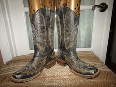 CORRAL Distressed Leather Square Toe Cross Wing Cowboy Boots Sz 2 Style A1032