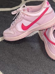 Nike Dunk Low Pink Red Leather Sneakers Unisex Kids 4.5Y DH9756-600