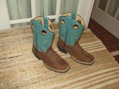 Masterson Boot Co Youth size 12.5 Square Toe Green Shafts Western Boots