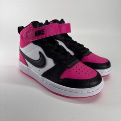 Size 11 (PS) – Nike Court Borough 2 Mid White Black Fierce Pink HV0935-100 NEW