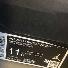 Jordan 11 Retro Low PS Black Varsity Red Patent Mesh Kids Sneaker 11C