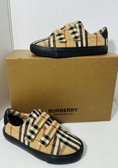 BURBERRY Markham Check Grip-Strap Sneaker Z5765 Kids Size 33 / 2 US