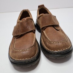 Born Kids Brown Leather Shoes Hook & Loop Loafers Size 1 / 32.5 Comfort Outdoor