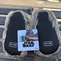 NWT Disney Star Wars Slippers Chewbacca TODDLER / KIDS Brown Faux Fur Sz M 7-8
