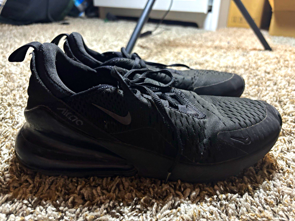 Nike Air Max 270 Triple Black men’s size 8.5 sneakers in lightly used condition.
