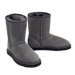 UGG Classic Short II Boots Size 1 Grey Suede Sheepskin Lining 5251 Warm Winter
