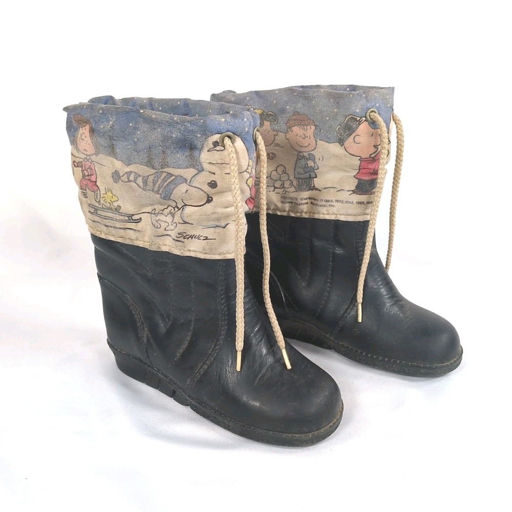 Vintage Sears Childrens Kids Peanuts Snoopy Snow Boots 1966 60s Kids Size 12 M