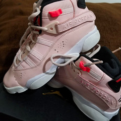 Air Jordan 6 Rings Unisex Kids Size 12c Pink/White/Black Mid Top Sneakers