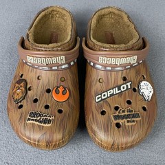 Crocs Chewbacca Star Wars Clogs Kids Size 9 Brown Fuzzy Lined Slip On Shoes