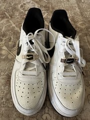 Nike Air Force 1 LV8 White Black and Gold. Youth Size 7. Great Condition