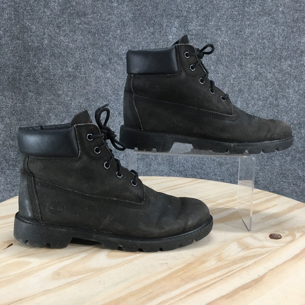 Timberland Boots Youth 6 M 6-Inch Classic Waterproof Combat Black Leather 10910
