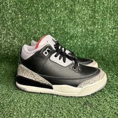 Jordan 3 Retro Black Cement Elephant Print Leather Basketball Sneakers Kid 12.5C