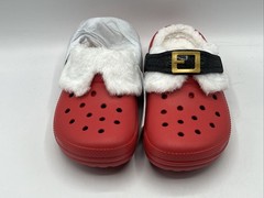 Crocs Little Santa Classic Lined Clog Youth Size 1 Red Christmas Santa Belt New
