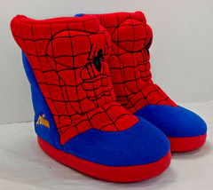 Marvel Spider-Man Plush Slipper Boots Kids Red Blue Superhero House Shoes M 9/10