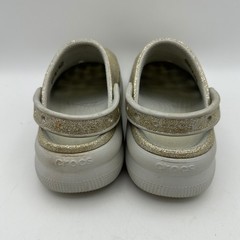Crocs Classic Platform Clog Kids Size J1 Silver Glitter Sparkle Shoes Casual