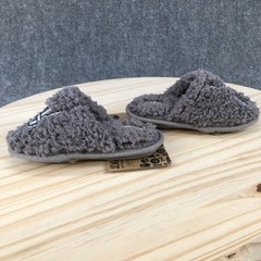 Dluxe by Dearfoams Slippers Children 11/12 Skeleton Peace Sign Mule Gray NEW