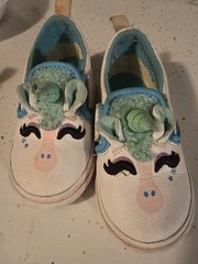 VANS Unicorn Slip-On Shoes White Blue Pink Green Unisex Kids US 7.5 EU 24