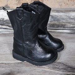 Healthtex Western Black Synthetic Mid-Calf Boots Unisex Kids Size 3 Round Toe