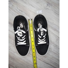 Vans Low Top Canvas Skate Black Sneakers White Laces Unisex Yth US Sz5/EUR 36.5