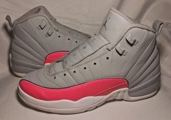 Jordan 12 Retro Wolf Grey Racer Pink Kids Basketball Shoes 510815-060 Size 7Y