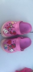 Crocs Crocband Girls Juniors Clogs – Pink / White Size US J1/J 1
