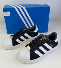 Superstar XLG Junior Unisex Sneaker Youth Shoes Black & White Gold Charm Adidas