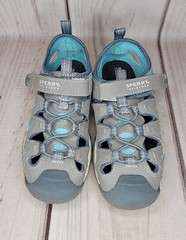 Sperry Top-sider Wet Tech Fish Leather Sport Sandals Big Kids Size 1W Gray Blue