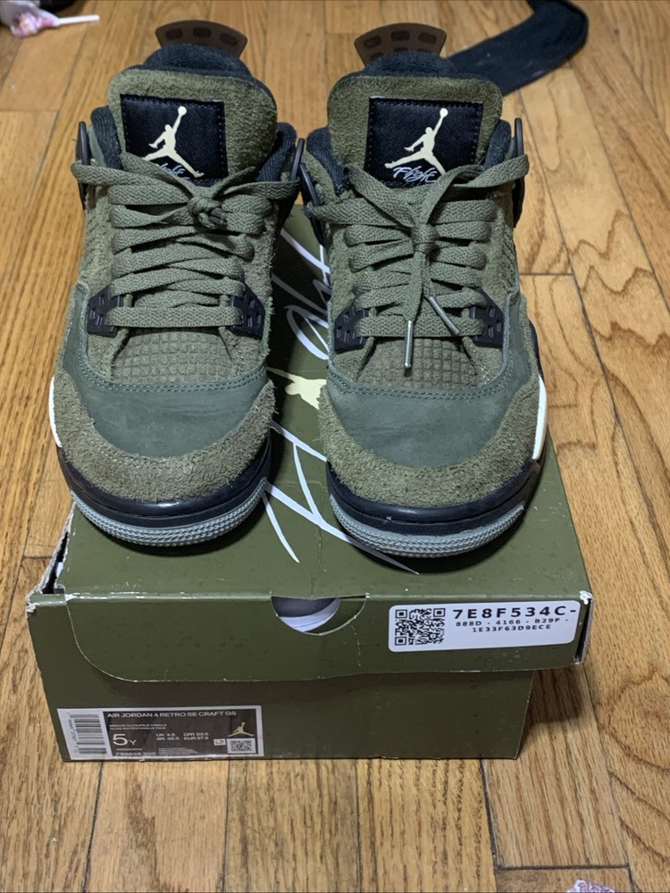 Size 5 (GS) – Jordan 4 SE Retro Low Craft – Olive