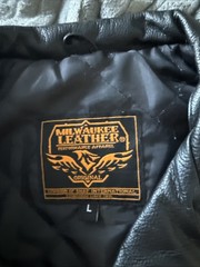 Leather Jacket Motor Cycles Kids Black real leather size(L)