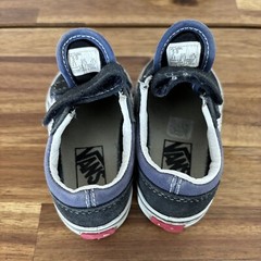 Vans Old Skool Sneakers V Double Strap Black Blue Toddler Baby Size 5. FAIR READ