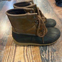 Sperry Duck Boots Brown Waterproof Lace Up Youth Size 2 Winter Rain Boots