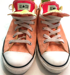 Converse All Star sneakers junior size 5 orange double tongue pink & yellow