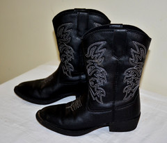 Kids‘ Deer Stag Western Boots Black Cowboy Youth Size 12 Embroidered Pull-On