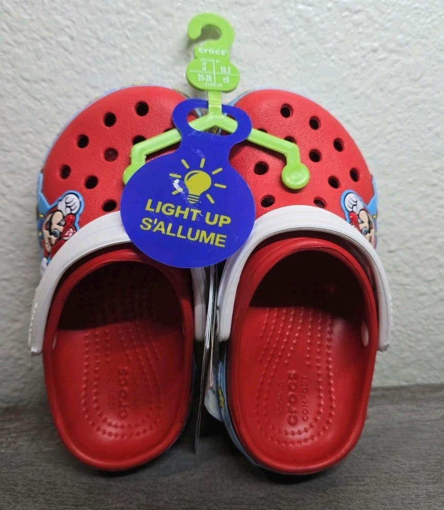 New Limited edition Super Mario Light-Up Crocs Kids Size c9
