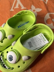 Crocs Monsters Inc Mike Wazowski Clogs Green Kids Size J2 Disney Pixar New