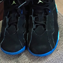Jordan Jumpman Team II Black/Blue Leather Mid Top Sneakers Toddler 9C