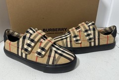 BURBERRY Markham Check Grip-Strap Sneaker Z5765 Kids Size 33 / 2 US