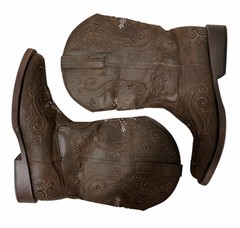 Roper Faith Square Toe Cowboy Boots Brown Youth Girls Size 3