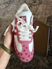 adidas Samba x cdg Wmns Athletic Sneakers White Pink Red Hearts Lace-Up Low Top