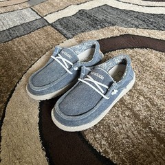 Little Kids Hey Dude Wally Easy Slip On Casual Shoes Size 2Y Blue Denim