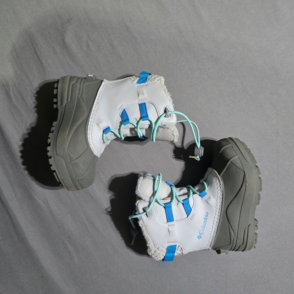 Columbia Bugaboot Snow Boots Kids 9 Grey Blue Waterproof Insulated BC6499-031