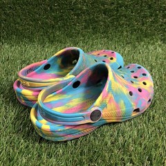 Crocs Kids Size C13 Marble Tie Dye Classic Style Aqua Pink Yellow *READ