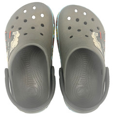 Crocs Kids Classic Clogs Train Print Gray Black C11 Steam Engine Slip On Shoes
