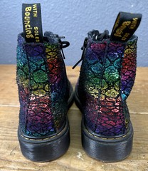 Dr Martens 1460 Pascal J Black Rainbow Metallic Boots YOUTH SIZE 3 Suede Upper
