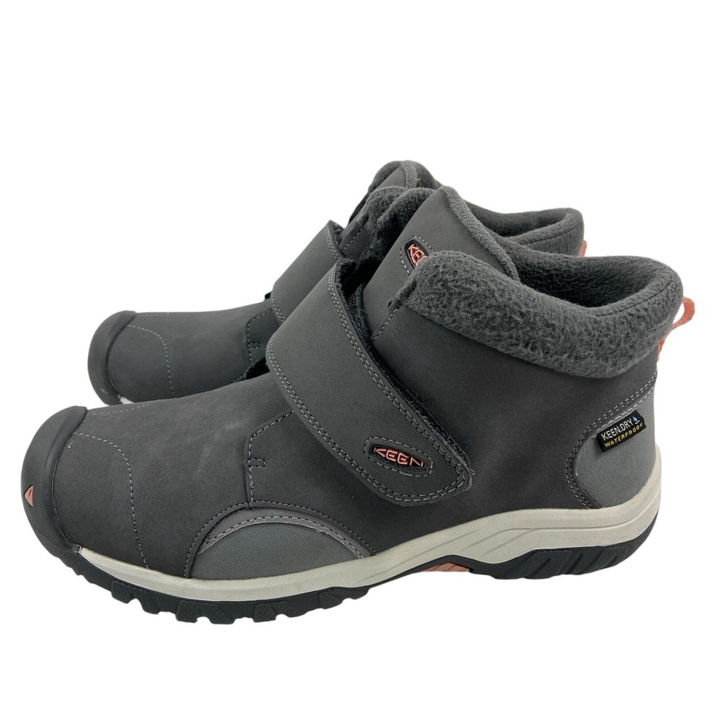 Keen Waterproof Leather Snow Boots Gray 100g Insulation Kids Size 5Y