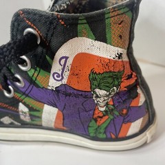 Converse DC Comic Collab Joker Batman Hi Top Youth Kids Sz 2 Sneakers Shoes Fair