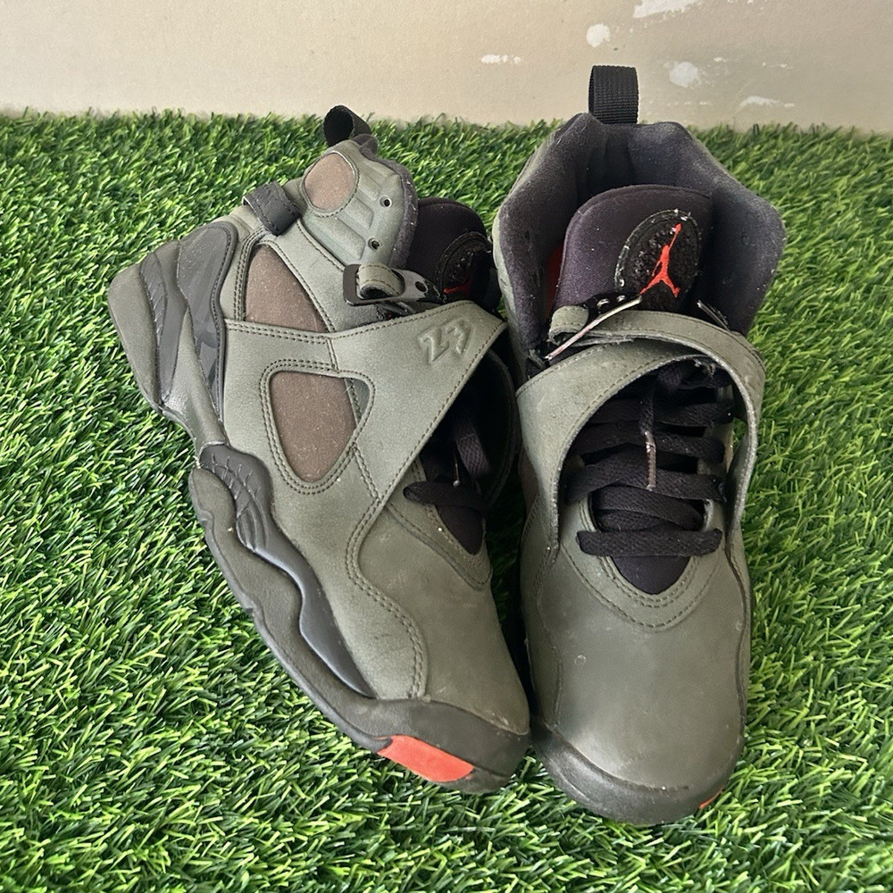 Jordan Air Jordan 8 Retro Mid Top Sneaker US 7Y Green/Black/Red Leather