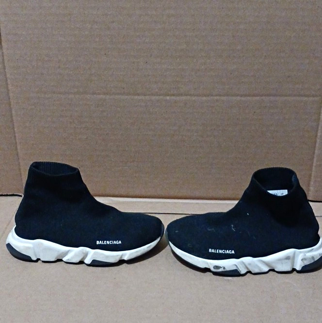Balenciaga Speed Sock Sneaker Black/White Slip On Unisex Kids US 10-11