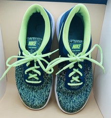 Nike Flex Contact Size 7Y Bright Green And Blue. Clean, Good Condition