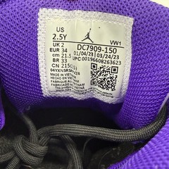 Nike Jordan Pro Strong Black White Electro Purple Kids 2.5Y Sneakers DC7909-150
